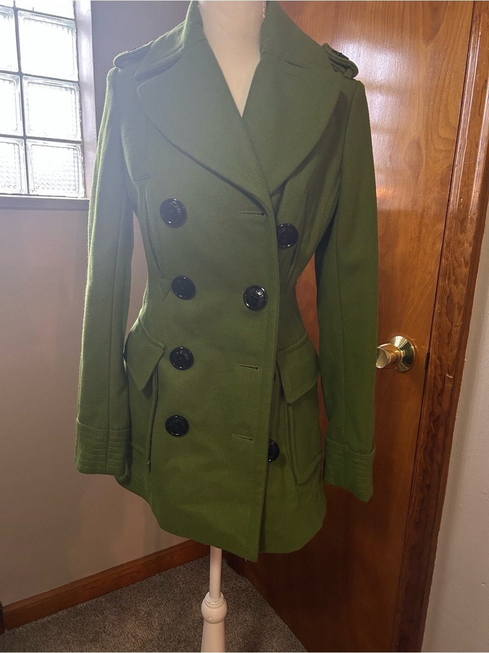 Miss Sixty Bright Olive Wool Peacoat Y2K era great condition!